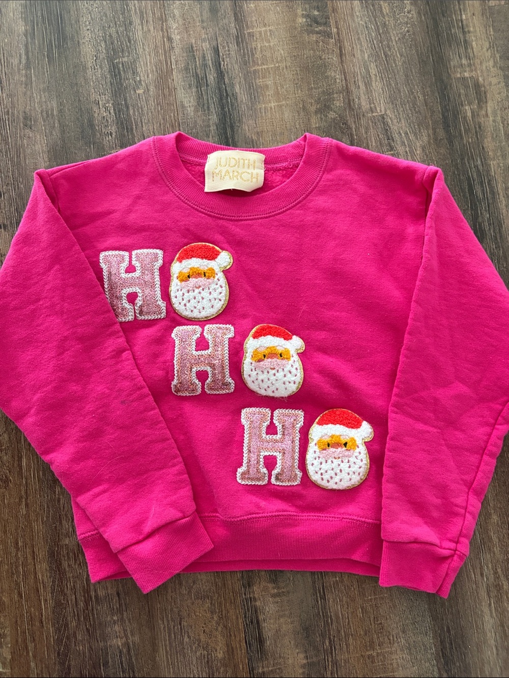 Judith March Hot Pink Santa 'HO HO HO' Appliqué Sweatshirt